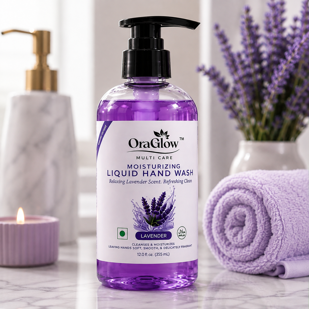OraGlow Lavender moisturizing liquid hand wash with pump dispenser