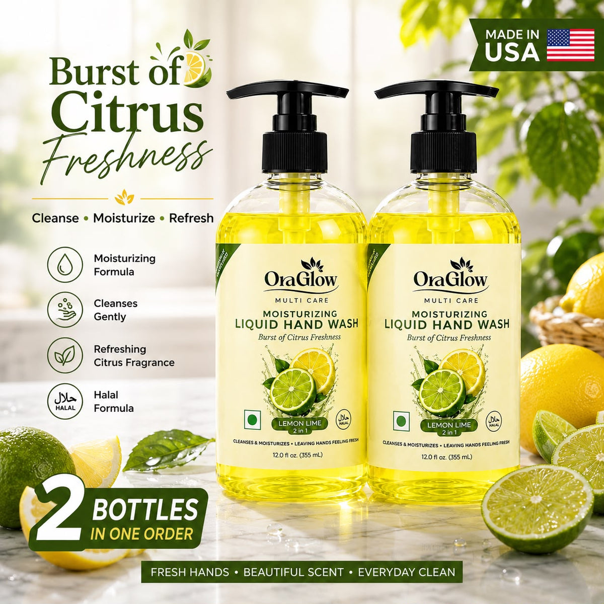OraGlow Multi Care Moisturizing Liquid Hand Wash 4-Pack – 12 fl oz Each