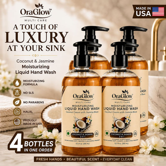 OraGlow Coconut & Jasmine moisturizing liquid hand wash 4-pack
