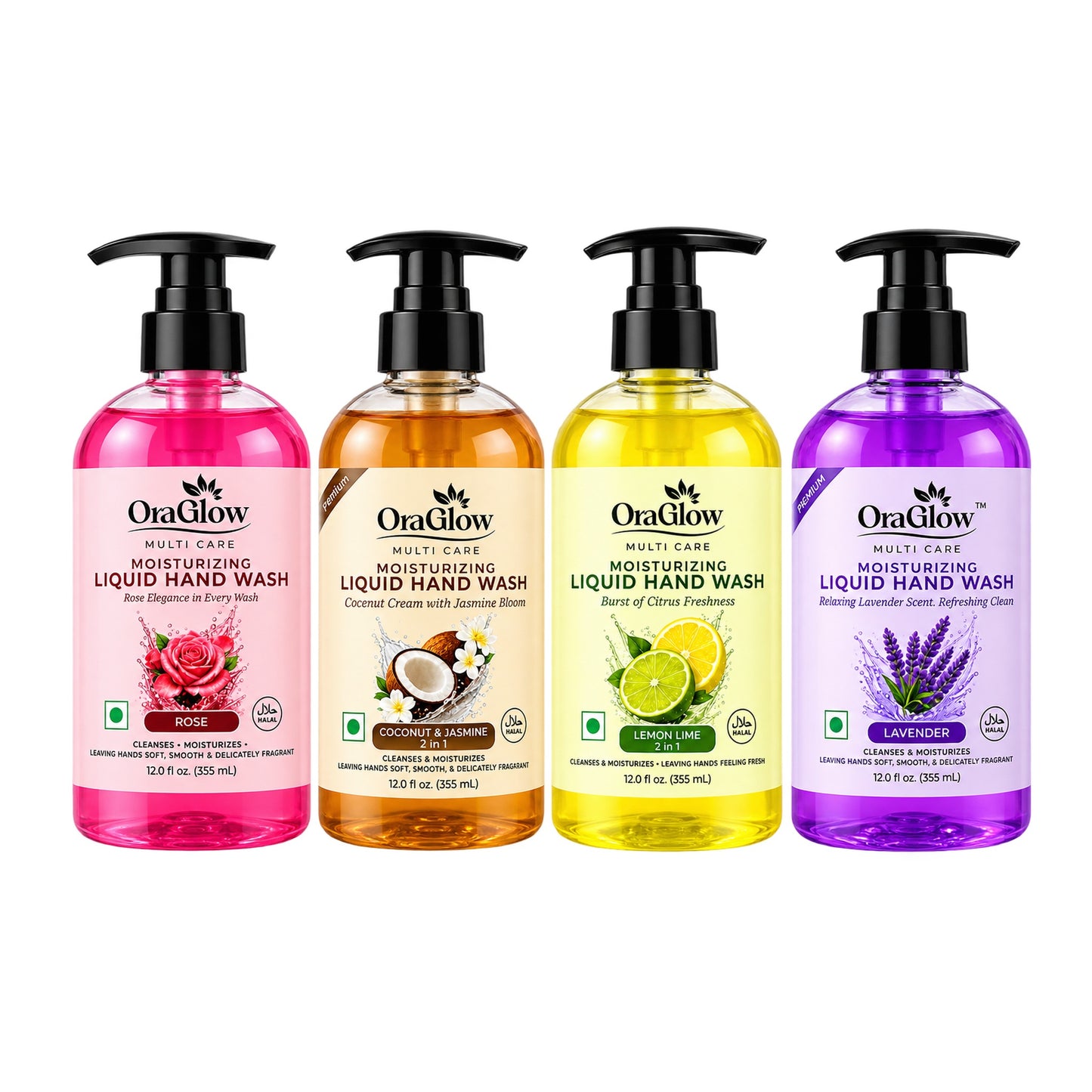 OraGlow Multi Care Moisturizing Liquid Hand Wash 4-Pack – 12 fl oz Each