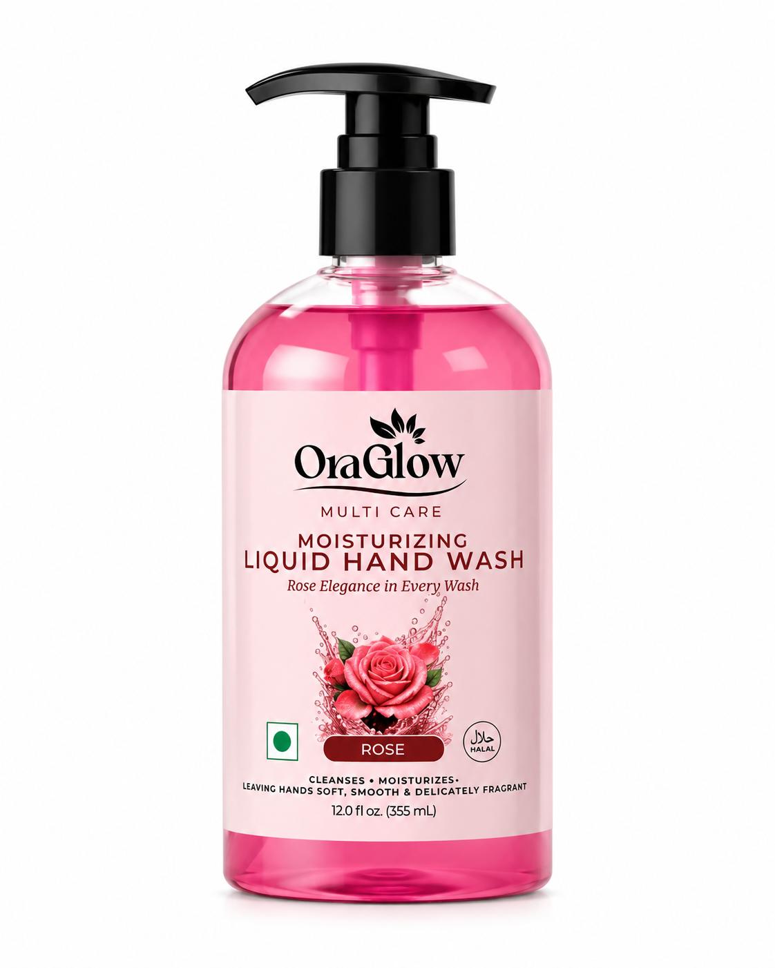 OraGlow Rose Moisturizing Liquid Hand Wash – 4 Pack, 12 fl oz Each