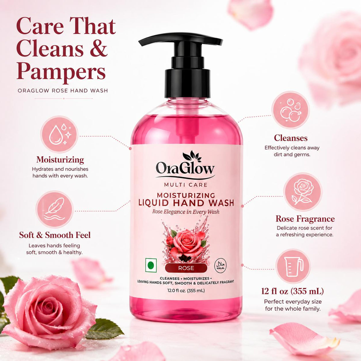 OraGlow Multi Care Moisturizing Liquid Hand Wash 4-Pack – 12 fl oz Each