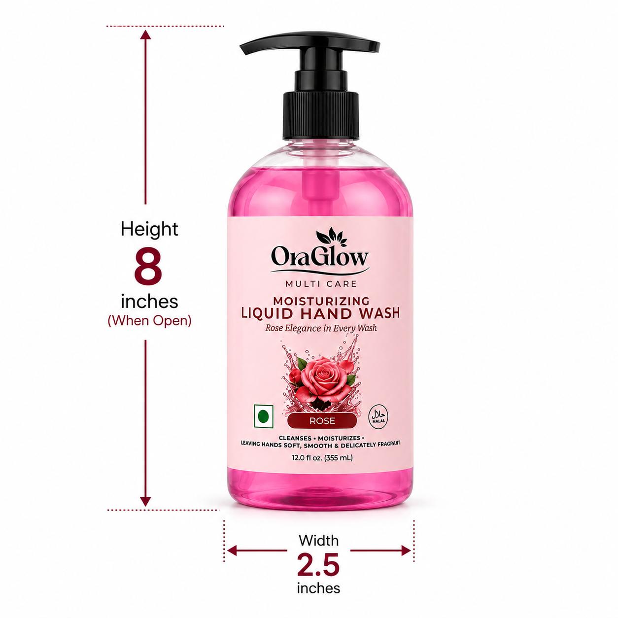 OraGlow Rose Moisturizing Liquid Hand Wash – 4 Pack, 12 fl oz Each