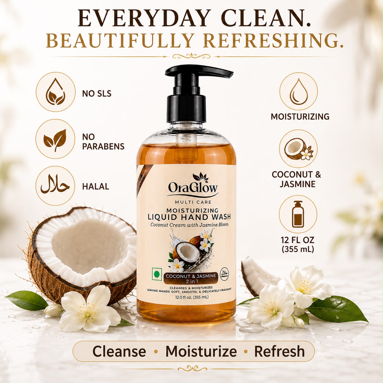 Jasmine fragrance moisturizing liquid hand wash for everyday use