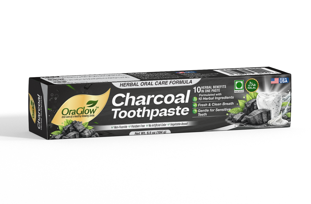 ORA Glow Charcoal Toothpaste Herbal Oral Care Formula 6.5 oz