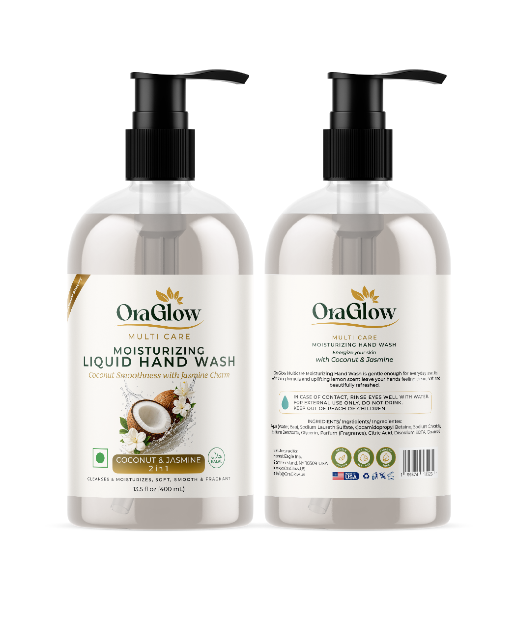 ORA Glow Coconut & Jasmine Moisturizing Liquid Hand Wash – 13.5 fl oz (400 mL)