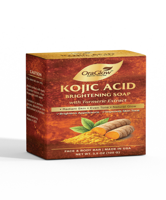 ORA Glow Kojic Acid Brightening Soap with Turmeric Extract – 3.5 oz (100 g)