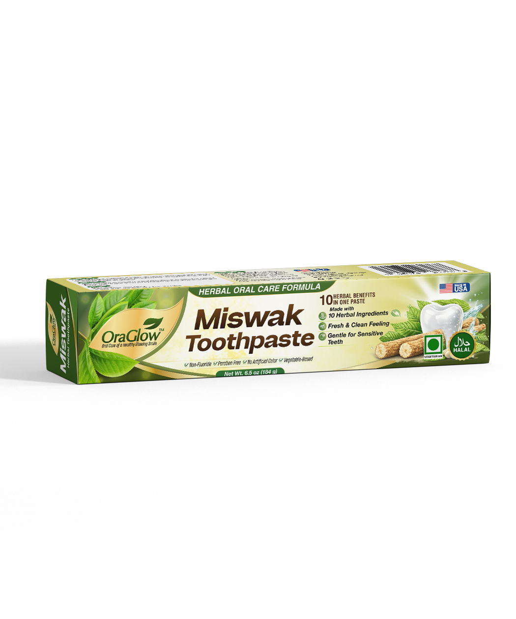 ORA Glow Miswak Herbal Toothpaste – Herbal Oral Care Formula – 6.5 oz (184 g)