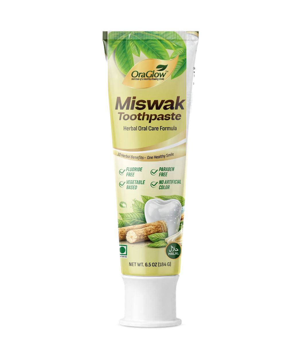 ORA Glow Miswak Herbal Toothpaste – Herbal Oral Care Formula – 6.5 oz (184 g)