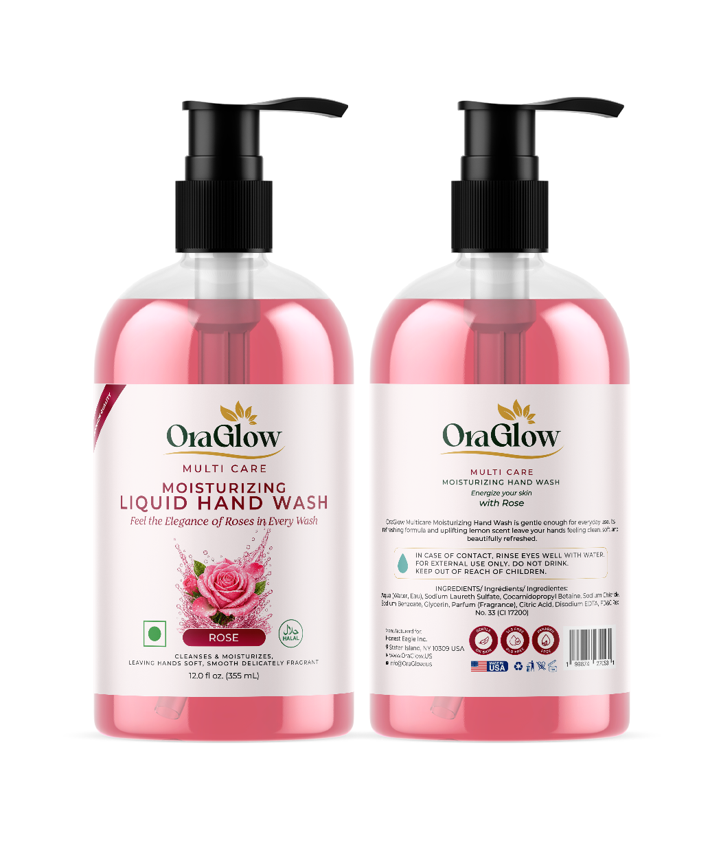 ORA Glow Rose Moisturizing Liquid Hand Wash – 12.0 fl oz (355 mL)