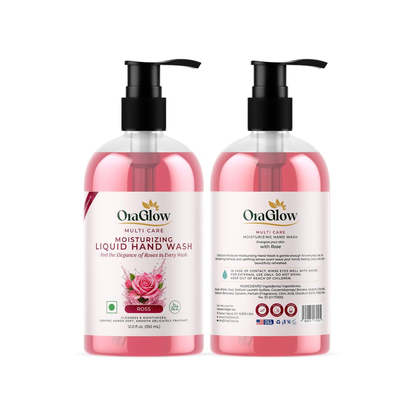 ORA Glow Rose Moisturizing Liquid Hand Wash – 12.0 fl oz (355 mL)