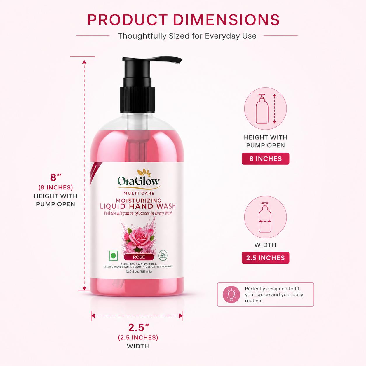 ORA Glow Rose Moisturizing Liquid Hand Wash – 12.0 fl oz (355 mL)