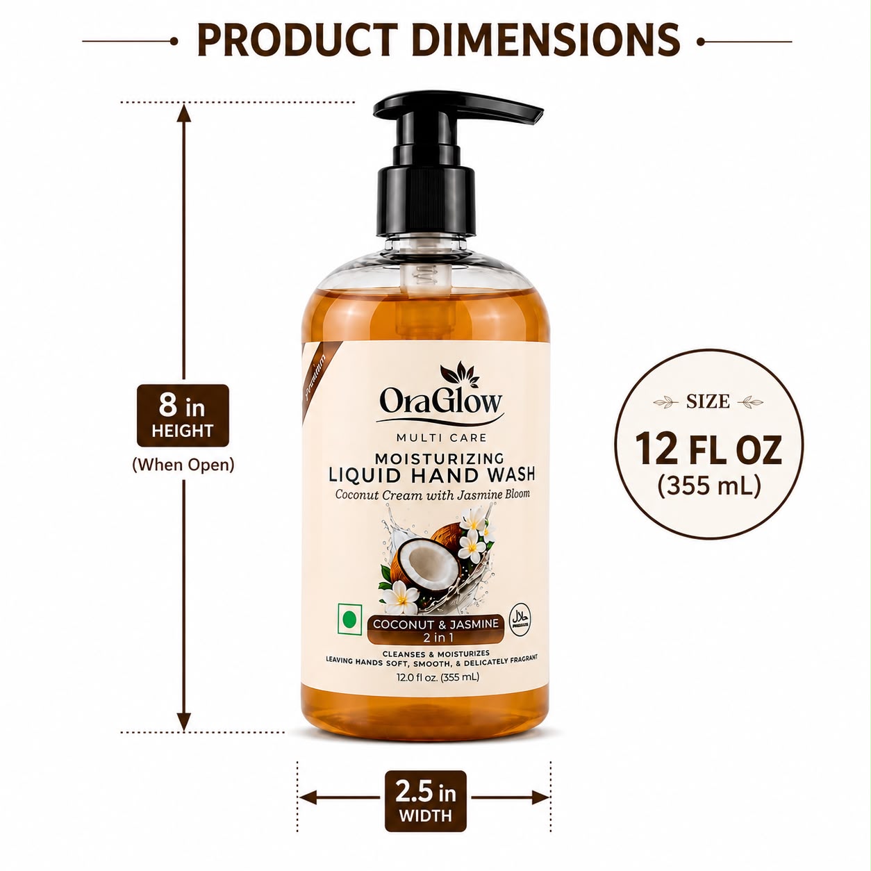 SLS-free and paraben-free Coconut & Jasmine hand wash by ORA Glow